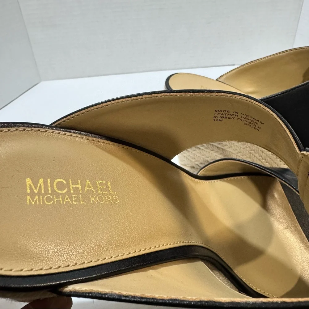 MICHAEL Michael‎ Kors Black Leather Wedges with Tan Espadrille